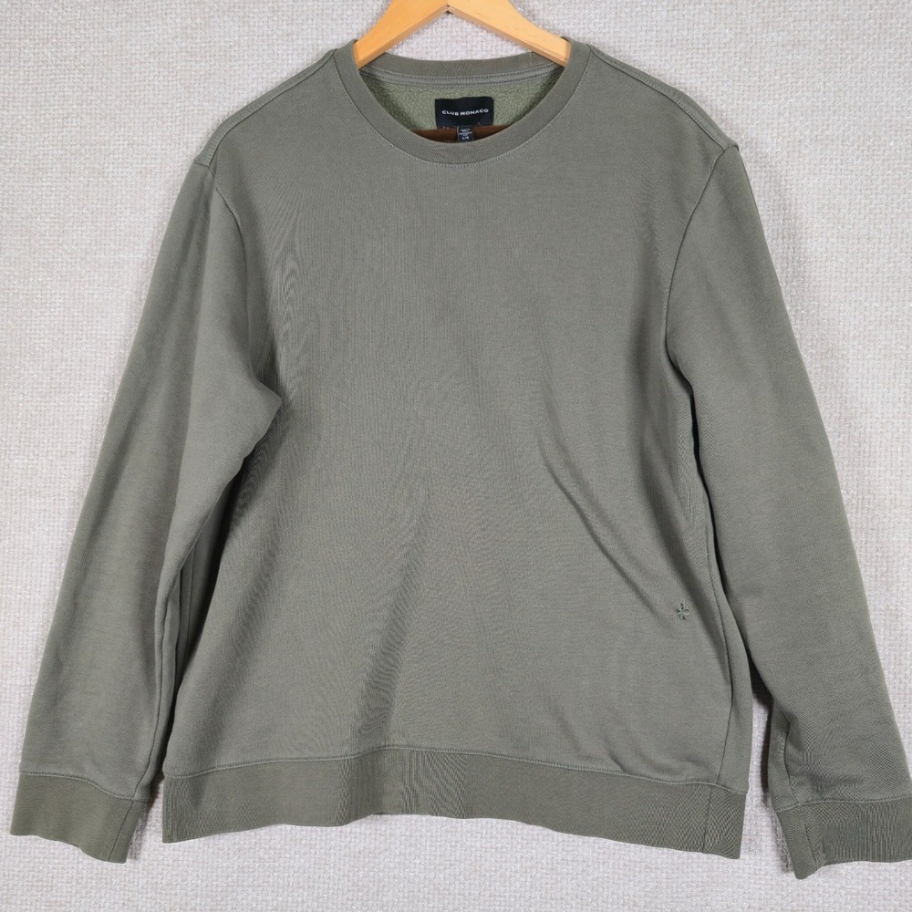 Club Monaco Mens Olive Green Crewneck Sweatshirt Size‎ Large
